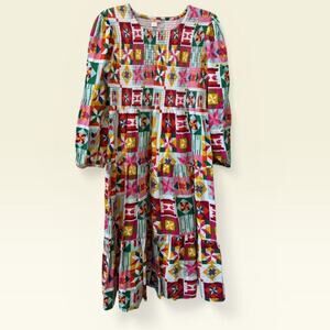 Briton Court Womens XS Naomi Maxi Colorful Dress Smocked Top